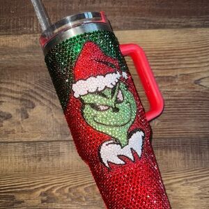 Handmade Stanley Grinch Tumbler with Straw